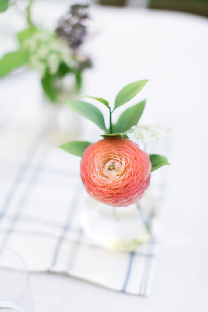 Coral ranunculus at your summer dinner party | McAlister-Leftwich House