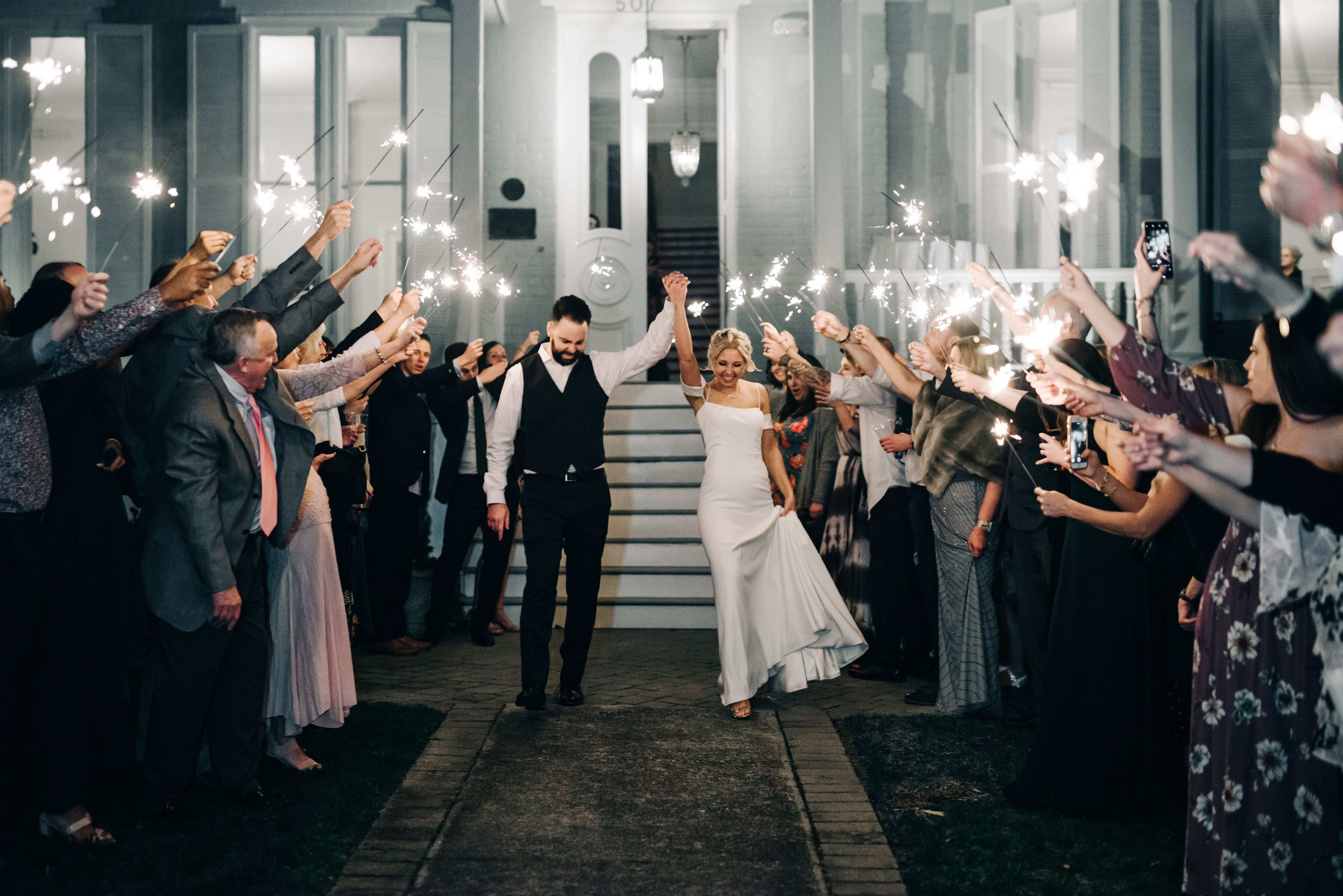 Sparkler exit at wedding venue McAlister-Leftwich House | Greensboro, NC