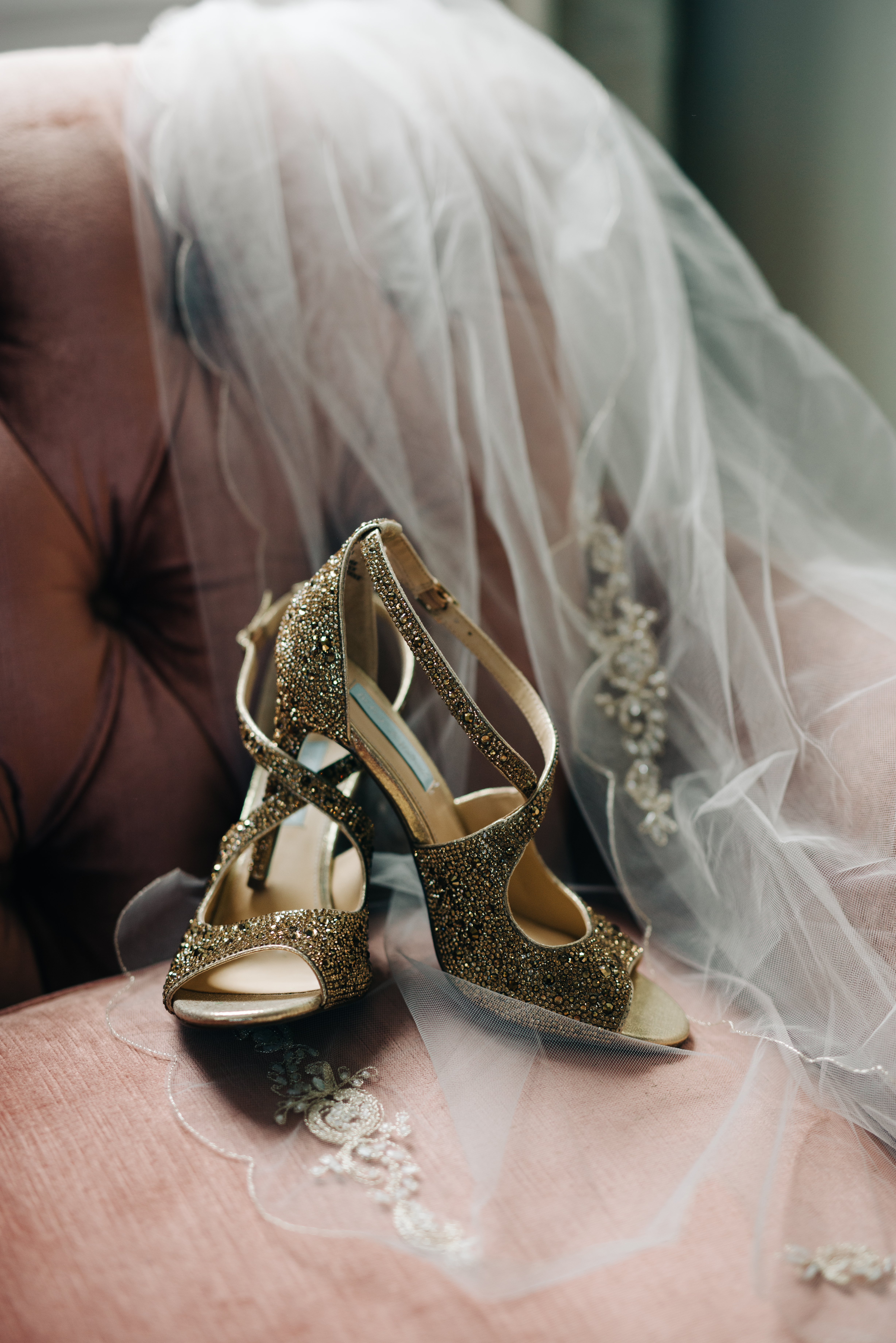 Gold bridal shoes at McAlister-Leftwich House | Greensboro, NC