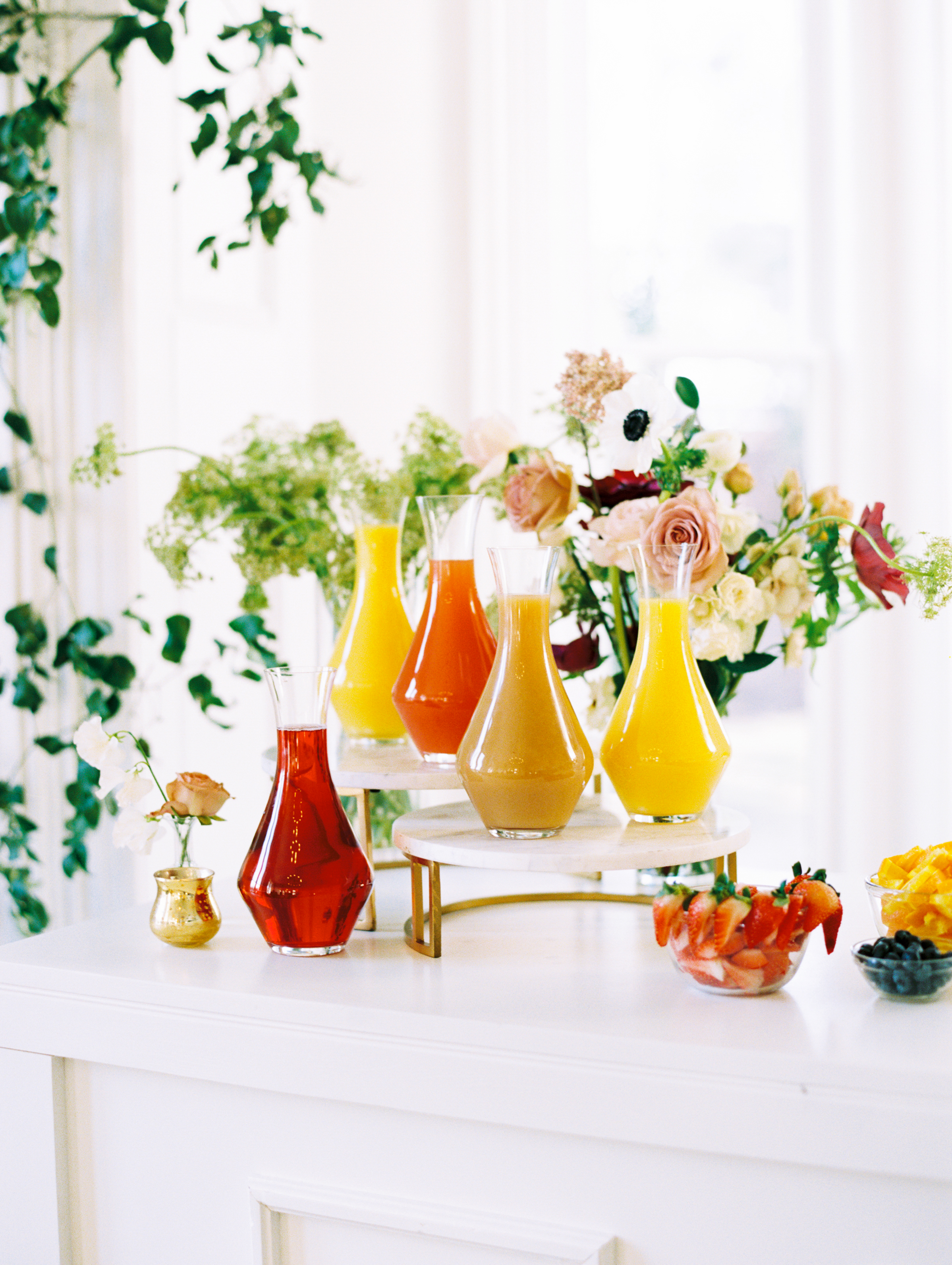 Mimosa bar juices: cranberry, orange, grapefruit, pear | McAlister-Leftwich House in Greensboro, NC