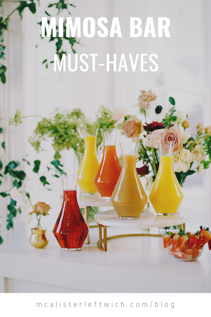 Mimosa Bar Must-Haves | For your next bridal shower, luncheon or gathering with friends! | McAlister-Leftwich Blog, North Carolina Wedding & Event Venue